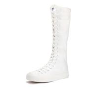 Trend - Scarpe da ginnastica a metà polpaccio, in tela, per donne e ragazze, con plateau spesso, Y2K, comfort estetico, per viaggi e regali, Scarpe bianche con ascensore integrato, 38 EU