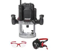 Trend T12 Fresatrice a immersione 2300W 12mm 230V con kit di sicurezza | Include maschera antipolvere Air Stealth e occhiali di sicurezza per fresatura sicura in officina.
