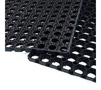 TREND Tappeto in Gomma Antiscivolo a Griglia - Zerbino Ingresso Esterno, Antisporco, Drenante - Spessore 16 mm - 4 Misure - Componibile - nero (40X60 cm)