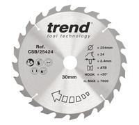 Trend Wood Blade per Sega Circolare, Diametro 254mm, Foro 30mm, 24 Denti, 2.4mm Spessore, Gancio +20°, TCT, Finitura Grossa, CSB/25424