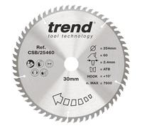 Trend Wood Blade per Sega Circolare, Diametro 254mm, Foro 30mm, 60 Denti, 2.4mm Spessore, Gancio +10°, TCT, Finitura Fine, CSB/25460