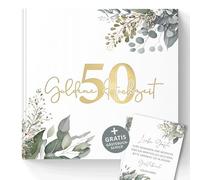 Trendanchor 50 libro degli ospiti per matrimonio dorato da compilare e incollare foto, idee regalo per il 50° anniversario di matrimonio per genitori - 72 pagine vuote senza domande