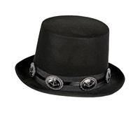 TrendandStylez Cilindro nero stile rock con borchie - Cappello alto in feltro per uomo e donna, l'accessorio perfetto per costume rockstar e motociclista per carnevale, Halloween e feste a tema