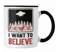 Trendation Voglio credere alla tazza Gli alieni regalano esseri extraterrestri UFO (Nero/Schwarz)