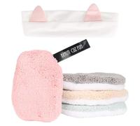 Trendecor 4 Pezzi Dischetti Struccanti Riutilizzabili, Panno Struccante Viso 1 un Fascia Capelli Skincare Salviette Struccanti Riutilizzabili Struccanti Riutilizzabili in Cotone Bambaw