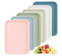 Trendecor 6 Pezzi vassoio plastica rettangolare, vassoio caffe 24.8 x 17.8 cm vassoio servizio rettangolare per snack cibo biscotti per la casa cucina sala (6 colori)
