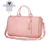 Trendfetchus Foldable Travel Bag 2.0,Trendfetchus Foldable Travel Bag with wheels, Carry On Garment Bags With Toiletry Bag with Trolley Glide Wheels for Travel & Airplane (Pink,Without wheels)