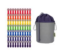 trendfinding 70 mollette arcobaleno colorate grigio con molle in acciaio inox e impugnatura morbida, 1 sacchetto in tela grigio Oxford blu