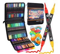 TrendGate 144 Colori 72 pezzi Pennarelli Acrilici per Dipingere Sassi, Acrilici Doppia Punta, Pennarelli Acrilici Punta Fine per Tessuti, Ceramica, Legno, Pietra, Vetro, Plastica, Metallo