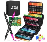 TrendGate Pennarelli Brush Pen Lettering, 192 Colori Pennarelli Doppia Punta Fine, Acquerellabili com Libro da Colorare per Adulti Bullet Journal, Mandala, Calligrafia, Disegnoi