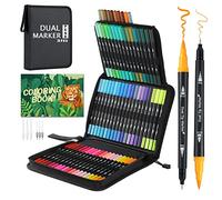 TrendGate Pennarelli Brush Pen Lettering, 72 Colori Pennarelli Doppia Punta Fine, Acquerellabili com Libro da Colorare per Bambini e Adulti Bullet Journal, Mandala, Calligrafia, Disegnoi