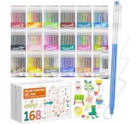 TrendGate Set di 168 penne gel, punta fine da 0,5 mm, 162 colori (159 colori + 3 bianco/3 argento/3 oro), set di penne gel per pittura, scrittura e diario