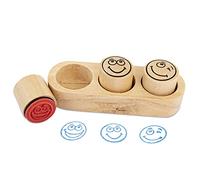 TRENDHAUS 952509 Smiley - Set di timbri per Insegnanti e Bambini, 4 x 10 x 4 cm, in Legno, 4 x 10 x 4 cm