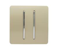 Trendi ART-SS4GO - Placca frontale rialzata a 2 vie, 240 V, senza viti, in plastica, artistica, moderna, lucida, 10 A, cromata, a bilanciere singolo, interruttore elettrico da parete, colore: oro