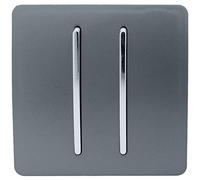 Trendi - Interruttore a bilanciere cromato a 2 vie, 2 vie, 10 A, colore grigio caldo