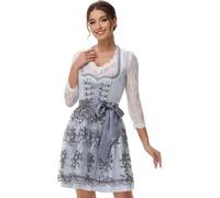 TrendiMax Abito tradizionale tradizionale Dirndl Midi da donna, elegante, per Oktoberfest, con grembiule in pizzo, taglia 34 - 46 - 50 cm, grigio nobile, 50