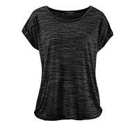 TrendiMax T-Shirt Donna Sorte Estate Manica Corta Magliette Tinta Unita Blusar Toppar Nero S