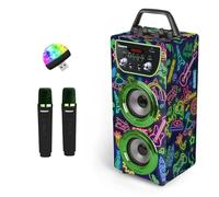 Trendix - Karaoke Per Bambini Neon World | Karaoke Con Microfono Wireless | Cassa Bluetooth Con Microfono, Radio Fm, Usb | Cassa Karaoke Con 2 Microfoni | Regalo Bambina 10 Anni
