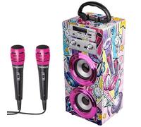 Trendix - Karaoke per Bambini Party Edition | Karaoke con Microfono | Microfono con Cassa Bluetooth, Radio FM, USB | Karaoke Bambini 2 Microfoni | Karaoke Bambina Rosa | Microfono Bambini |