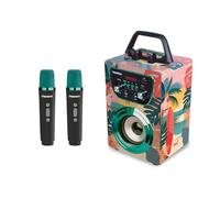 Trendix - Karaoke Per Bambini Tropical Vibes | Cassa Bluetooth Con Microfono, Radio Fm, Usb | Cassa Karaoke Con 2 Microfoni | 2 Microfoni Bluetooth | Regalo Bambina 6 Anni