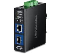 TRENDnet Convertitore industriale di media 10G SFP+, TI-F711SFP, temperatura estrema IP50, splitter Ethernet, guida DIN e supporti a parete inclusi, compatibile con NDAA TAA per uso governativo