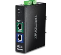 TRENDnet Iniettore industriale 10G PoE++, TI-IG319, 1 porta PoE++ da 10 Gigabit (dati + uscita PoE), 1 porta 10 Gigabit (ingresso dati), supporta PoE (15,4 W), PoE+ (30 W), NDAA e TAA