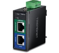 TRENDnet Iniettore industriale PoE+ 2.5G, TI-IG215, 1 porta PoE+ da 2,5 Gigabit (dati + uscita PoE), 1 porta 2,5 Gigabit (ingresso dati), supporta PoE (15,4 W), PoE+ (30 W), NDAA e TAA Compliant