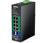 TRENDnet Switch industriale a 10 porte Gigabit L2 Managed PoE+ DINRail 24-57V, TI PG103i, 8 porte Gigabit PoE+, 2 porte SFP, 20 Gbps, IP40, splitter Ethernet, NDAA e TAA
