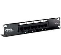 TRENDnet, TC-P08C5E, Pannello patch non schermato Cat5/5e a 8 porte, montaggio a parete o su rack, larghezza 10 pollici, 8 porte Ethernet RJ-45 Gigabit, connessione a 100 MH