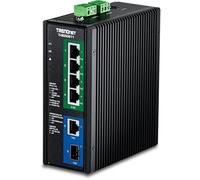 TRENDnet, TI-BG50611, Switch industriale DIN-Rail 2.5G PoE++ a 6 porte con porte 10G, multi-Gigabit, 4 porte PoE++ 2.G, 1 porta RJ-45 10G, 1 porta SFP+ 10G