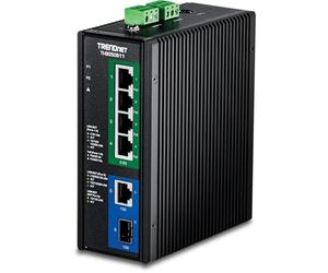 TRENDnet, TI-BG50611, Switch industriale DIN-Rail 2.5G PoE++ a 6 porte con porte 10G, multi-Gigabit, 4 porte PoE++ 2.G, 1 porta RJ-45 10G, 1 porta SFP+ 10G