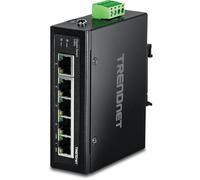 TRENDnet, TI-G50, Switch industriale a guida DIN Gigabit Ethernet a 5 porte, capacità di commutazione 10 Gbps, nero