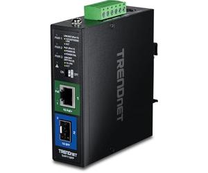 TRENDnet, TI-PF11SFP, Convertitore multimediale da SFP a Gigabit PoE+ industriale