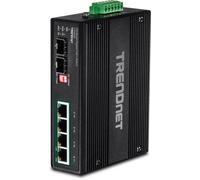 TRENDnet, TI-PG62B, Switch industriale Gigabit PoE+ solare DIN-rail a 6 porte, 12-56 V, relè di allarme, 2 slot SFP dedicati