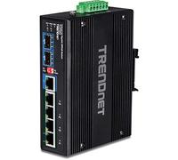 TRENDnet, TI-UPG62, Switch industriale rinforzato Gigabit 10/100/1000 Mbps Ultra PoE DIN-Rail a 6 porte, UPoE, IP30, montaggio su guida DIN e a parete incluso