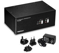 TRENDnet, TK-240DP, Switch KVM DisplayPort a 2 porte a doppio monitor con audio, hub USB 2.0 a 2 porte, risoluzioni 4K UHD fino a 3840 x 2160, collegamento a monitor Dual DisplayPort