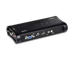 TRENDnet, TK-409K, Switch KVM USB a 4 porte con audio, controlla fino a 4 computer, compatibile con Windows, Linux e Mac OS, risoluzione VGA 2048 x 1526