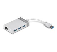 TRENDnet, TU3-ETGH3, Adattatore da USB 3.0 a Gigabit + Hub USB, 3 porte USB 3.0, 1 porta Gigabit Ethernet RJ-45, bianco