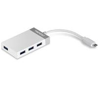 TRENDnet, TU3-H4, Hub Mini USB-tipo C a 4 porte, adattatore multiporta USB Type-C compatto, bianco