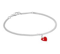 trendor Bracciale da ragazza con ciondolo a cuore, argento sterling 925, | Bracciale a catena piatta in argento sterling, con ciondolo a cuore impreziosito da zirconi cubici, gioiello per bambini
