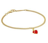 trendor Bracciale da ragazza con ciondolo a cuore, argento sterling 925, | Braccialetto elegante per bambini con cinturino a maglia piatta con taglio a diamante,