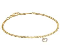 trendor Bracciale da ragazza con cuore, argento 925, placcato oro | Comodo braccialetto a catena piatta, elegante gioiello per bambini,