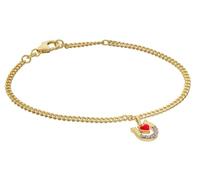 trendor Braccialetto per bambini con ferro di cavallo/cuore, argento sterling 925, placcato oro, 21625