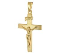 trendor Ciondolo a croce, argento 925, placcato oro, 24 mm, 21991 | Ciondolo in argento per donna e uomo, croce con corpo in argento sterling, gioiello religioso, gioiello simbolico