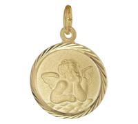 trendor Ciondolo a forma di angelo per bambini, in argento 925 placcato oro, diametro 14 mm, gioiello senza tempo per bambini, 21642