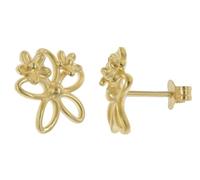 trendor Ciondolo floreale da donna, argento 925, placcato oro, 21998 | Orecchini a lobo in argento sterling placcato oro, orecchini a lobo a forma di fiore per donna, orecchini a bocciolo, regalo