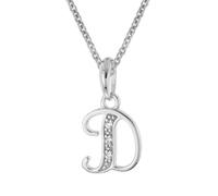 trendor Collana con ciondolo a forma di lettera D, argento sterling 925, rodiato, 21240-D