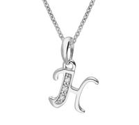trendor Collana con ciondolo a forma di lettera H, in argento 925 rodiato, gioiello alla moda, da donna, idea regalo, 21240-H
