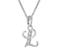 trendor Collana con ciondolo a forma di lettera L, in argento 925 rodiato, gioiello alla moda, da donna, idea regalo, 21240-L