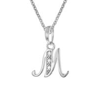 trendor Collana con ciondolo a forma di lettera M, in argento 925 rodiato, gioiello alla moda, da donna, idea regalo, 21240-M